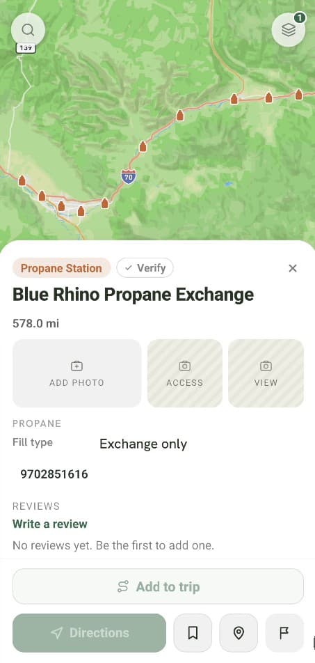 Propane exchange details in the app.
