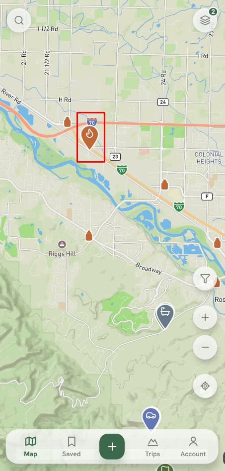 Propane fill location icon in the app.