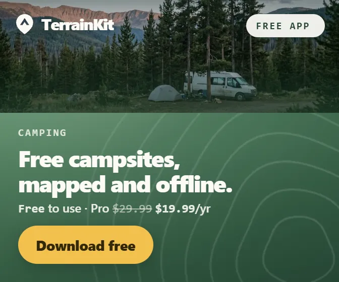 TerrainKit, the camping map app. Download free on Google Play.