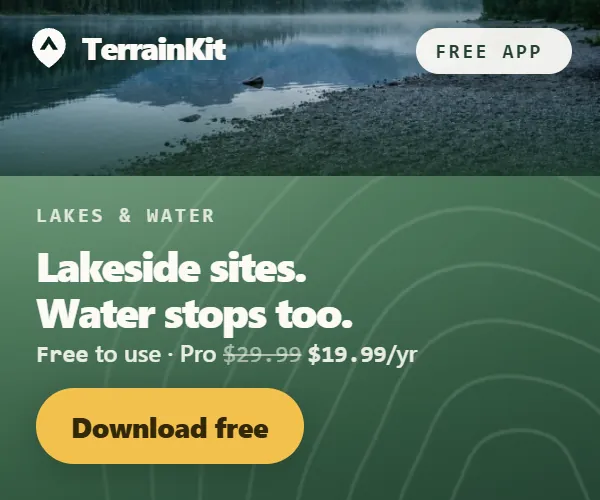 TerrainKit, the camping map app. Download free on Google Play.