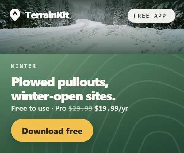 TerrainKit, the camping map app. Download free on Google Play.