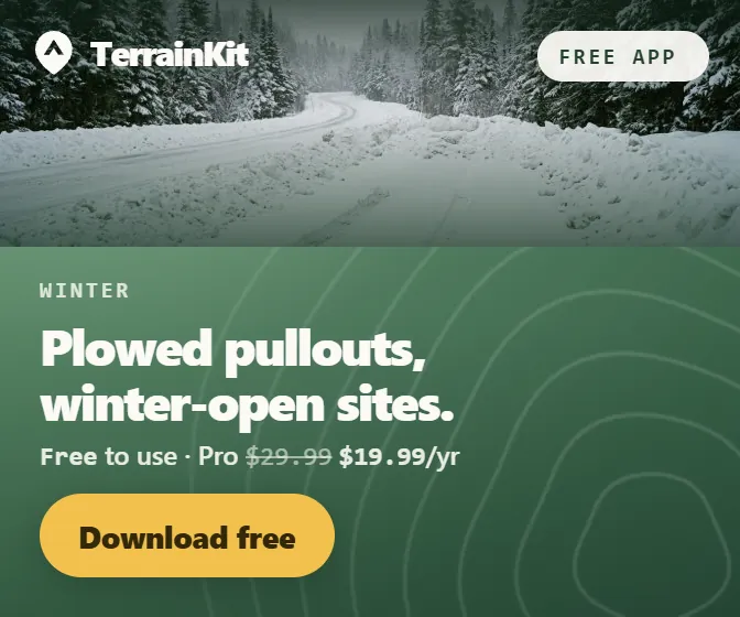 TerrainKit, the camping map app. Download free on Google Play.
